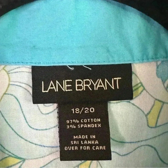 Lane Bryant floral button-down blouse blue green yello coastal grandma plus size - Picture 4 of 8